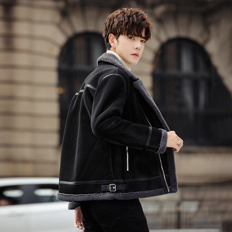 Men's Fleece-lined Thickening Trendy Fashionable Warm Jacket