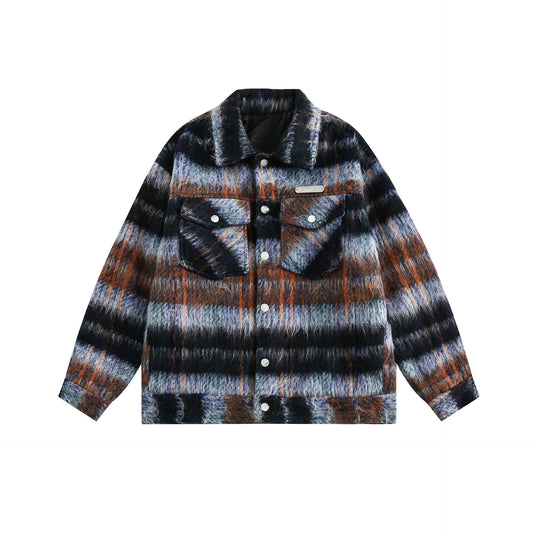 Retro Lapels Heavy Industry Multi-pocket Woolen Jacket