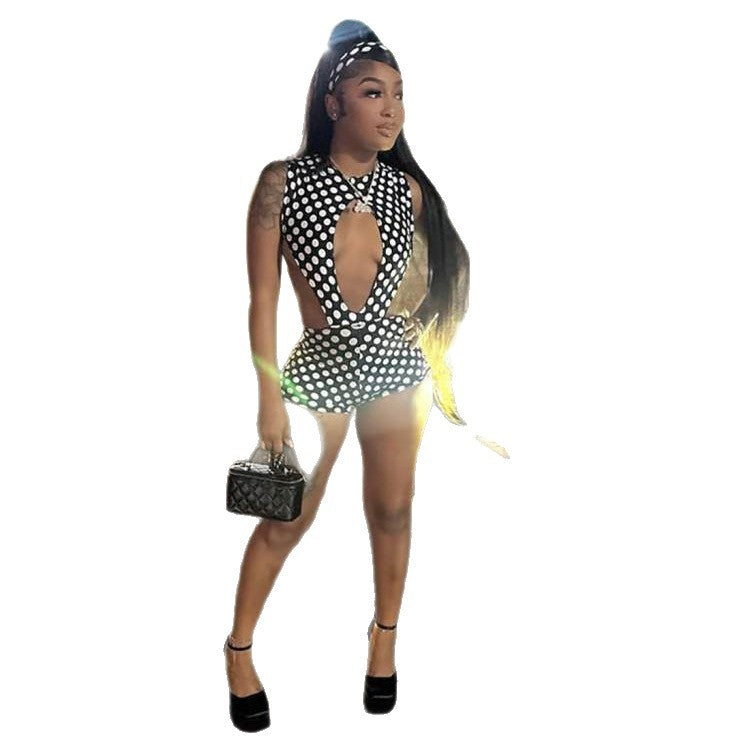 Sizzling Hollow-out Vacation Sleeveless Tank Top And Shorts Set