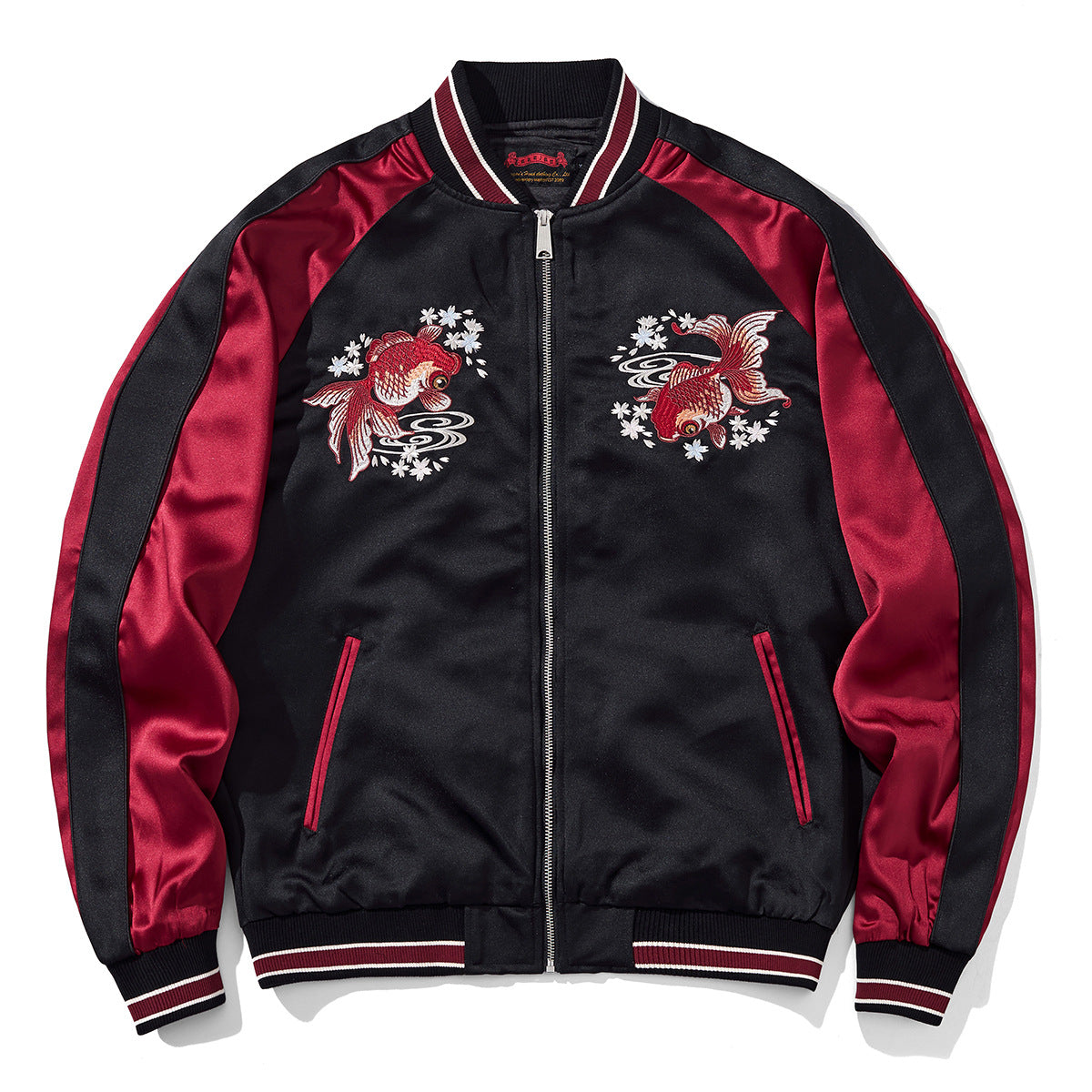 Embroidered Little Goldfish Tiger Mens Jacket Casual Outerwear