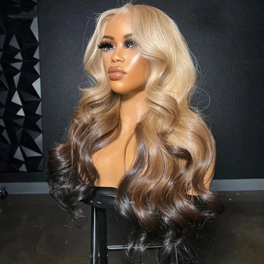 Highlight Honningblond Løs Bølge Lace Front Parykker til Kvinder