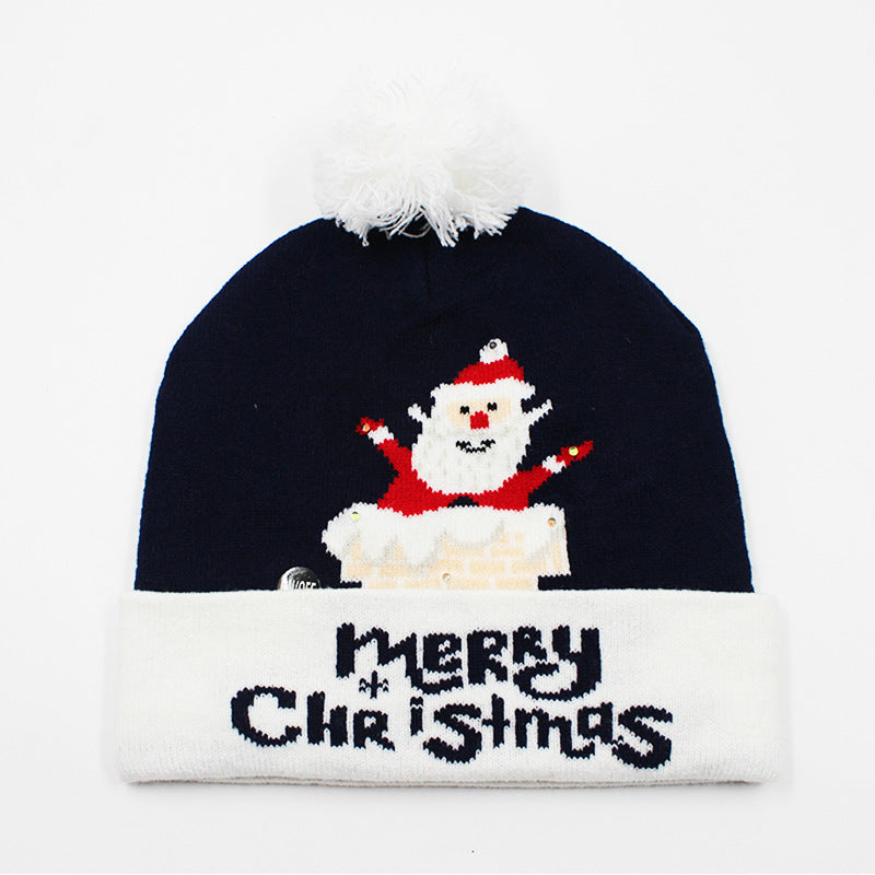 Holiday Party Christmas LED Luminous Knitted Jacquard Knitted Hat