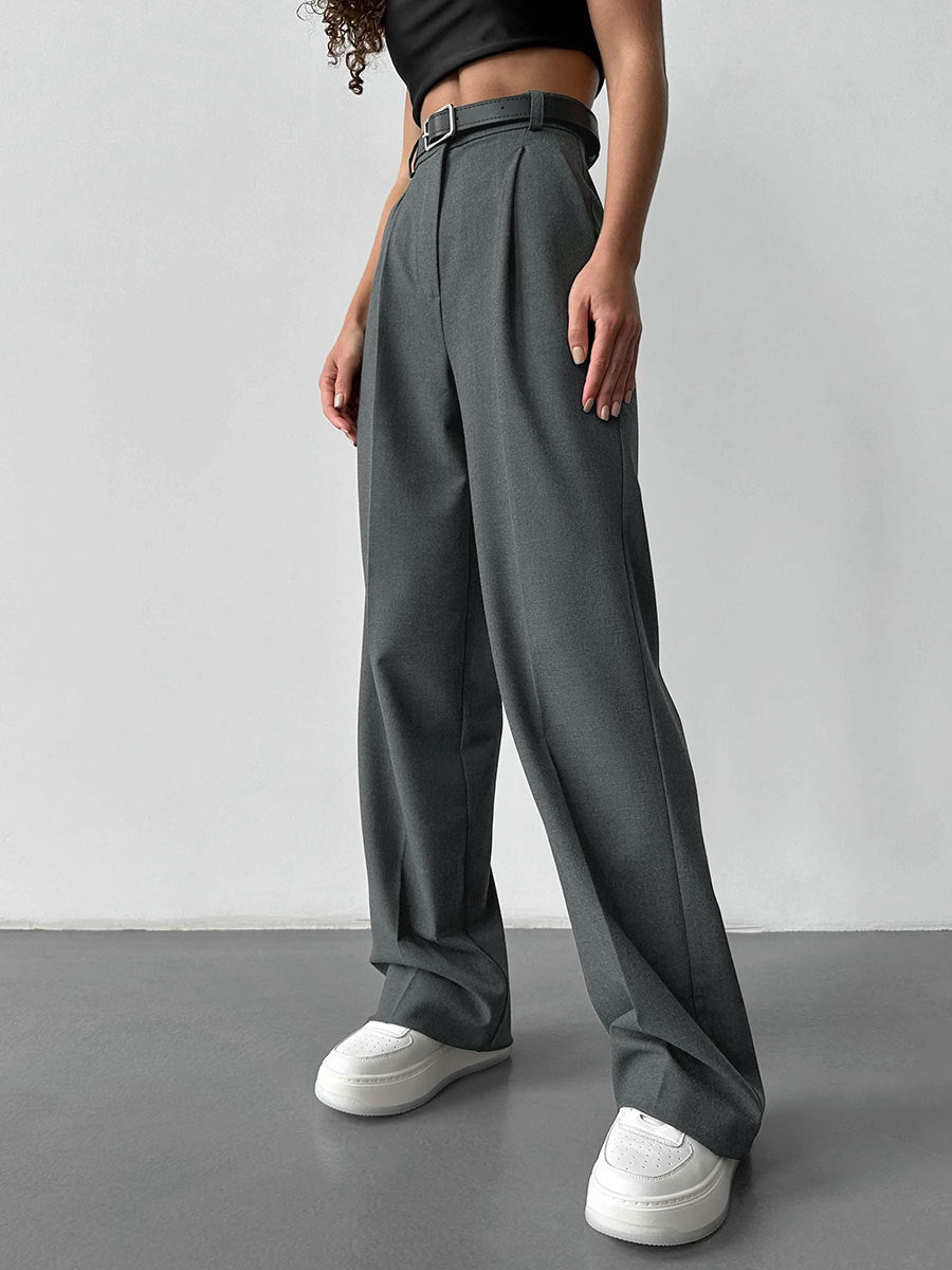 Temperament Commute Loose Straight Trousers