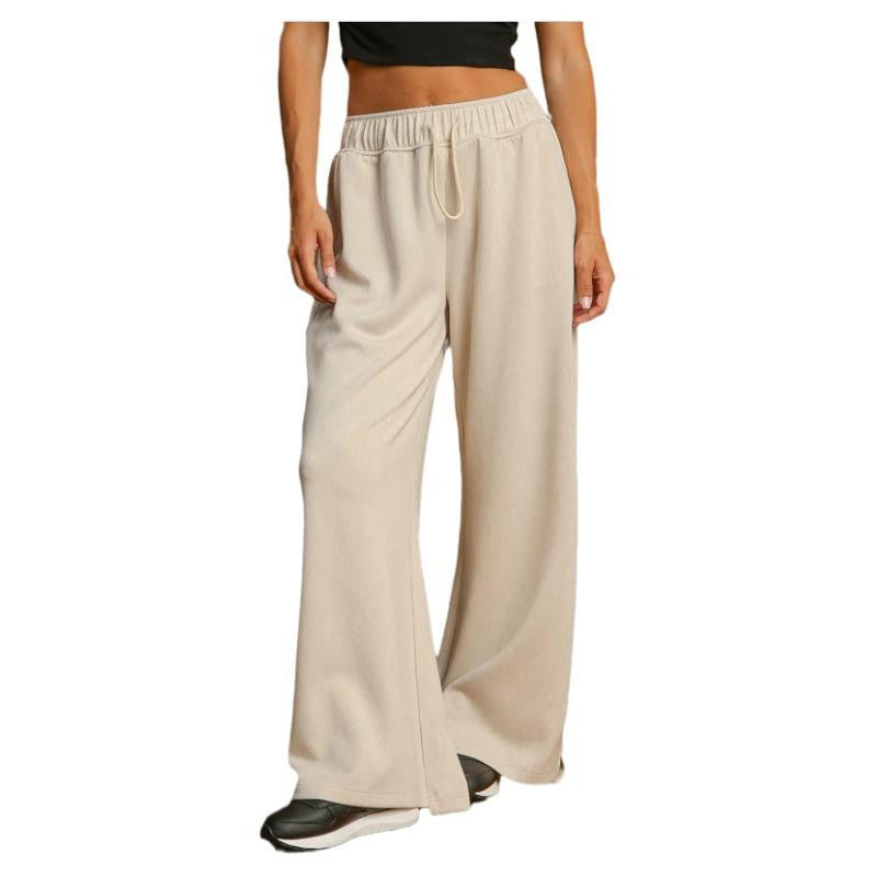 Simple Style Drawstring Women's Wide-leg Casual Pants