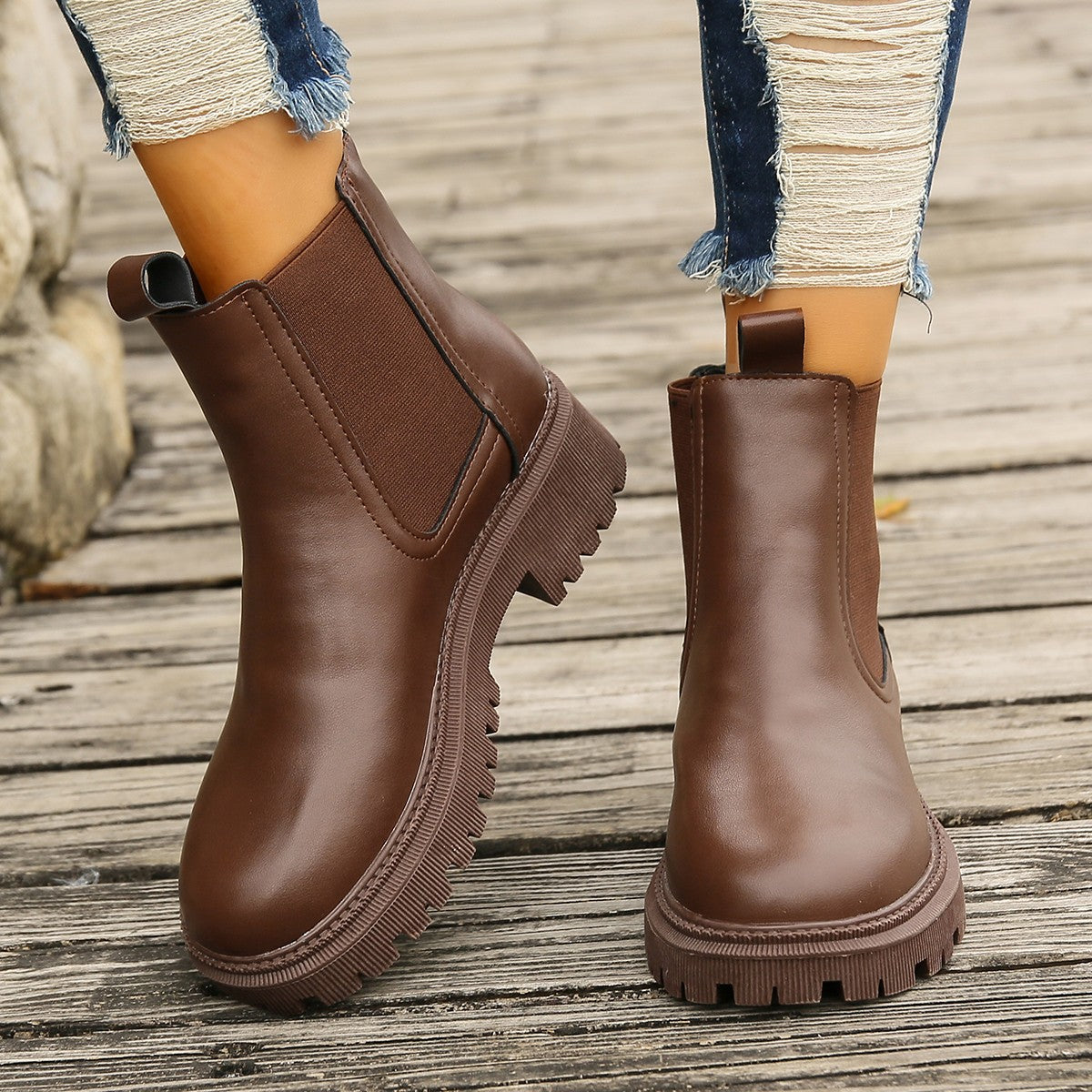 Womens Chunky Heel Martin Bootsankle Boots