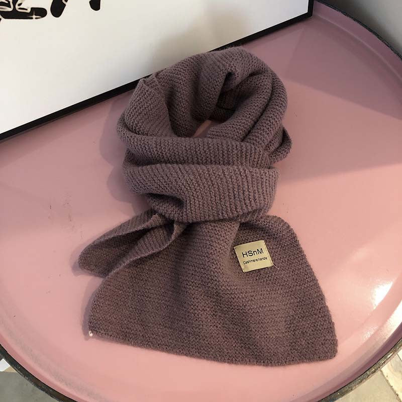 Pure Color Soft Knitted Women's All-match Warm Scarf