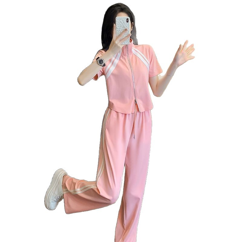 Loose Fashion Age-reducing Casual Sporty Wide-leg Pants Two-piece Set