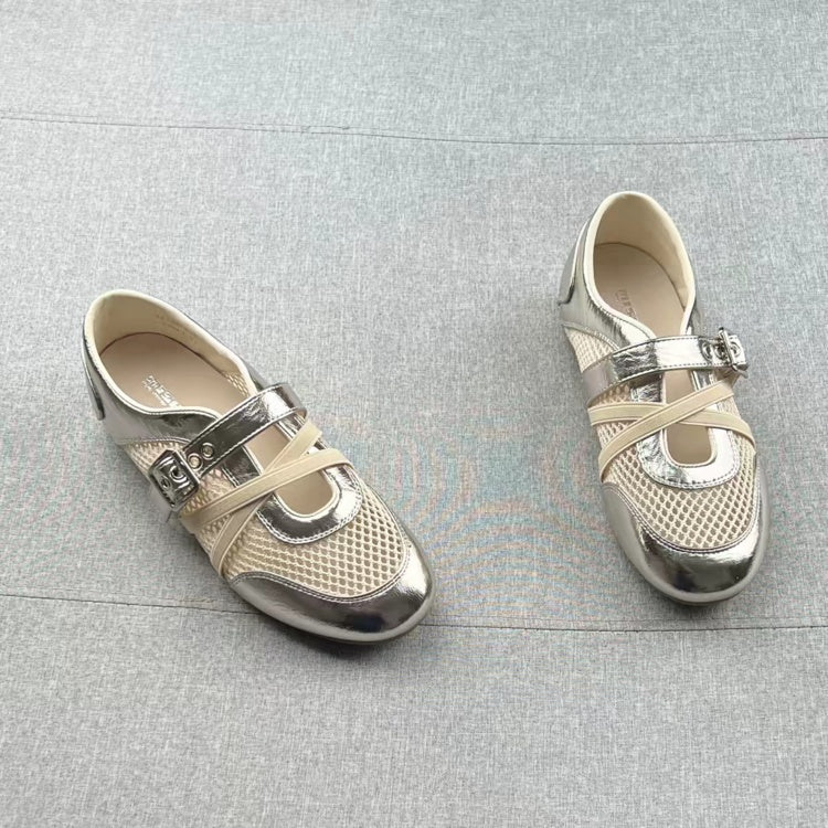 Summer New Korean Style Hollow Mesh Mary Jane Shoes For Women, Fashion Versatile Comfort Soft Flat Loafers