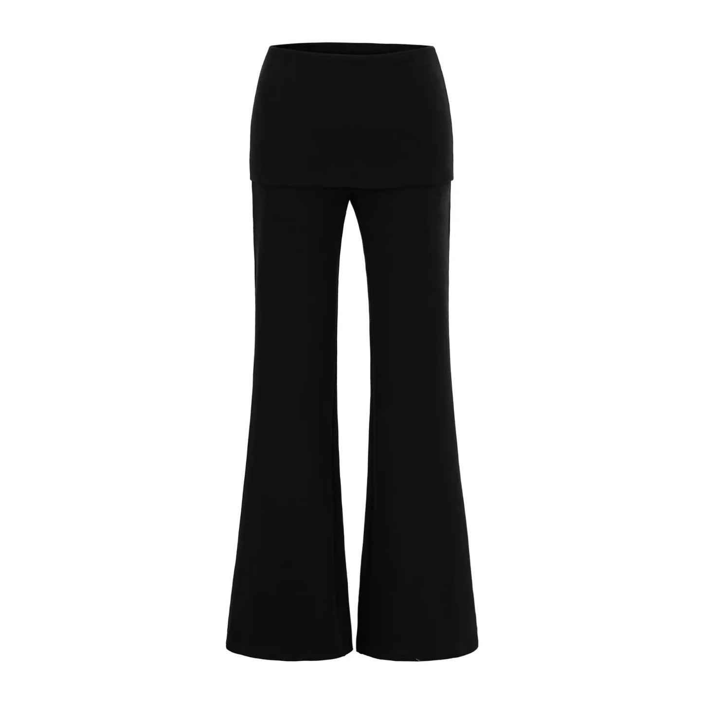 Womens Stretchy Knit Flared Pants With A Defined Waist For A Slimming Flowing Fit