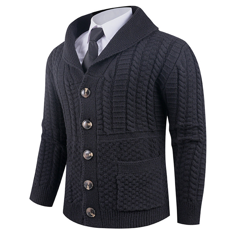 Ny herre cardigan sweaterfrakke med lange ærmer i plus size