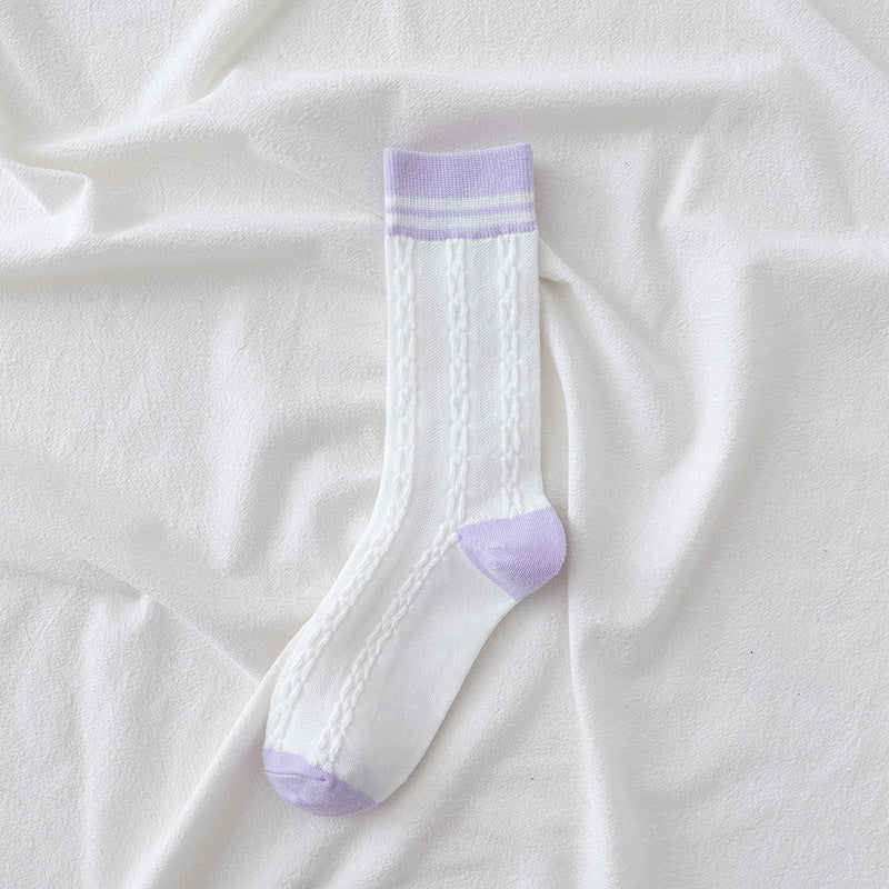 Purple-toned Womens Mid-calf Socks A Lightweight