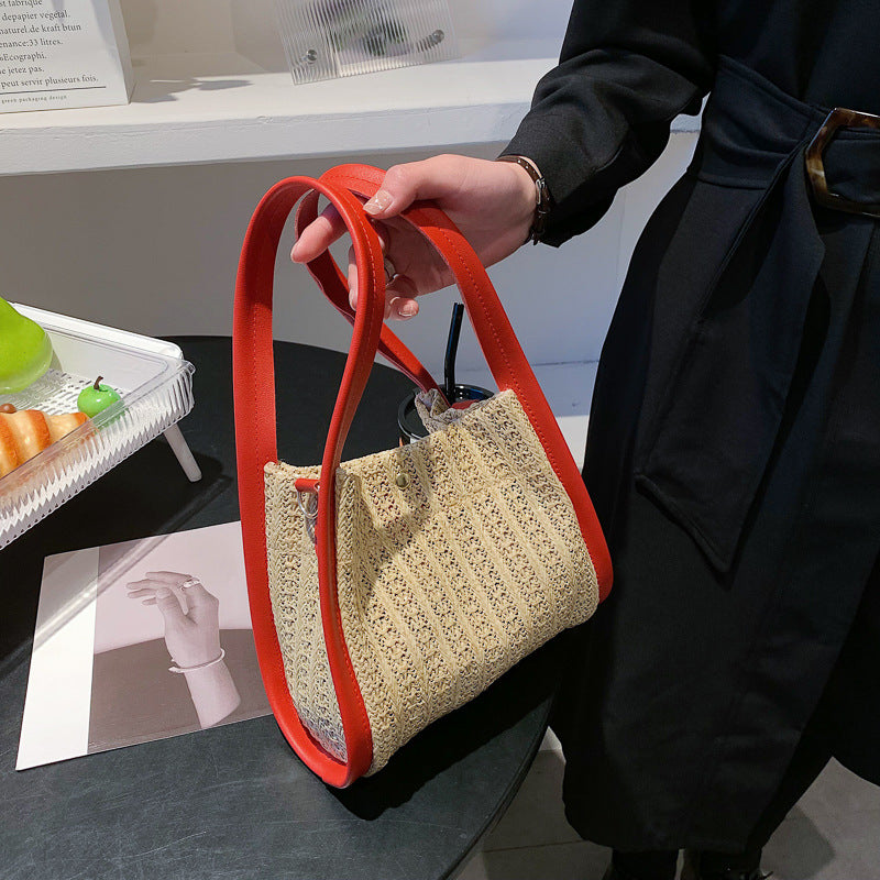 Color Contrast Simple Casual Braided Single Shoulder Cross-body Bag For Women