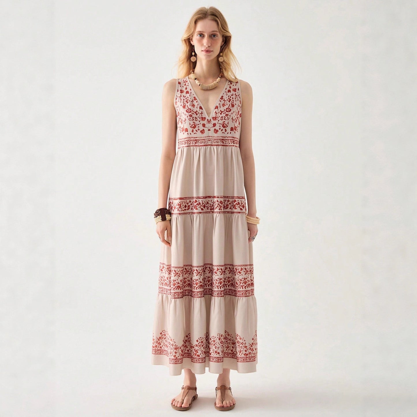 Womens Lace Dress With V Neck And Sleeveless Design