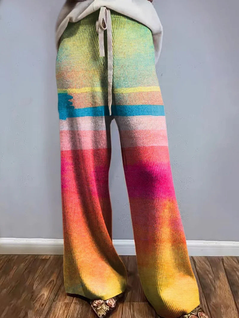 D Printed European And American Leisure Wide Leg Sports European And American Trousers