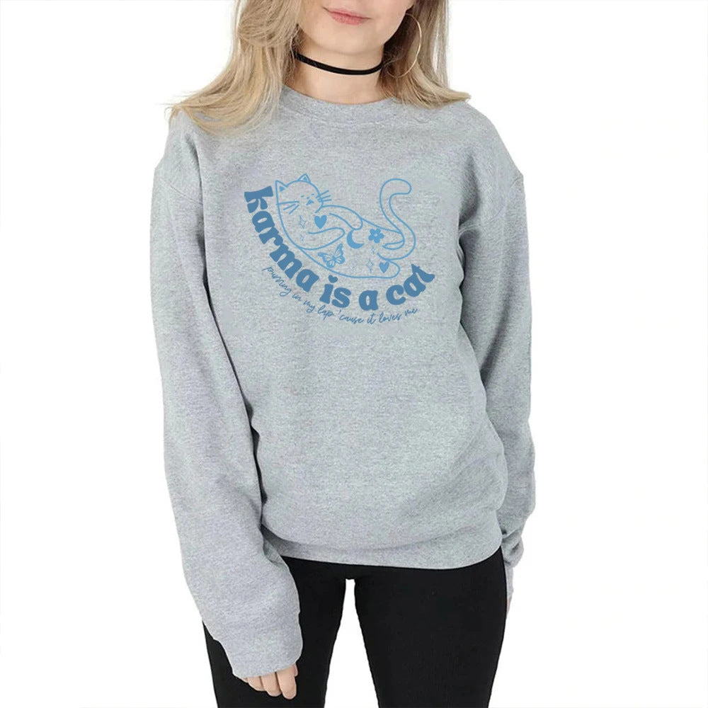 Retro sweatshirt til kvinder med rund hals