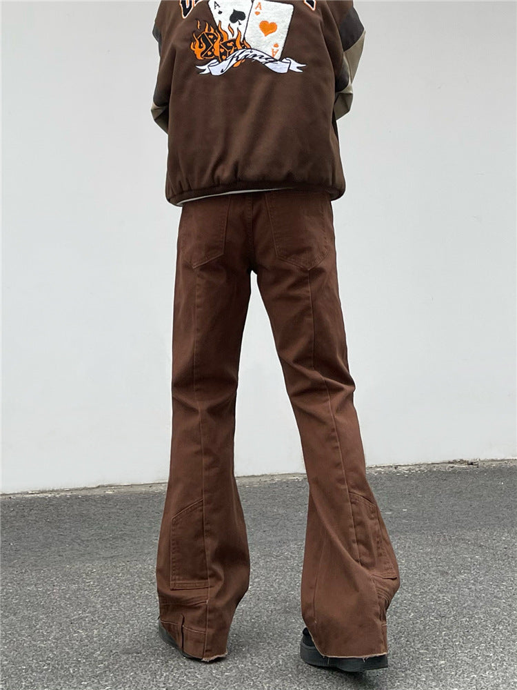 Vintage Patchwork Irregular Loose Micro-Flare Pants
