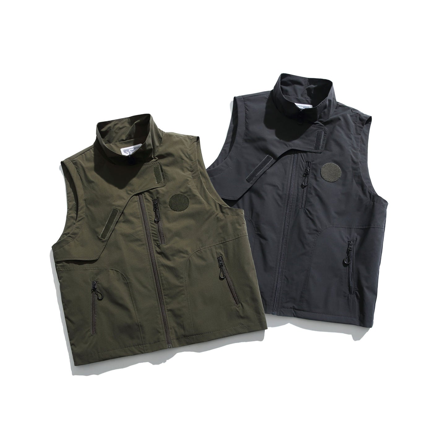 Multi Zip Pocket Standing Collar Vest For Men And Women
