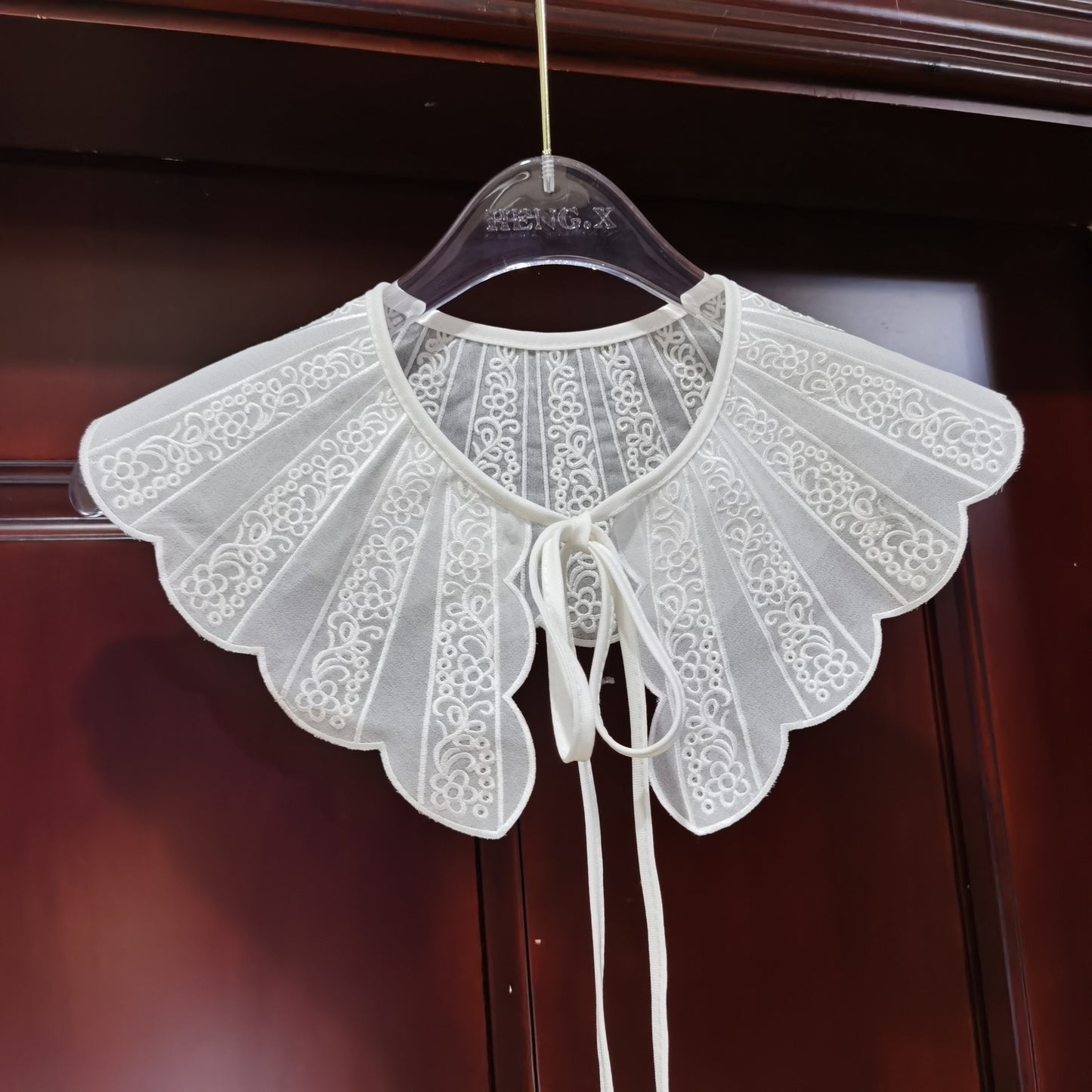 Embroidered Organza Lace Collar Flower Women's Shawl