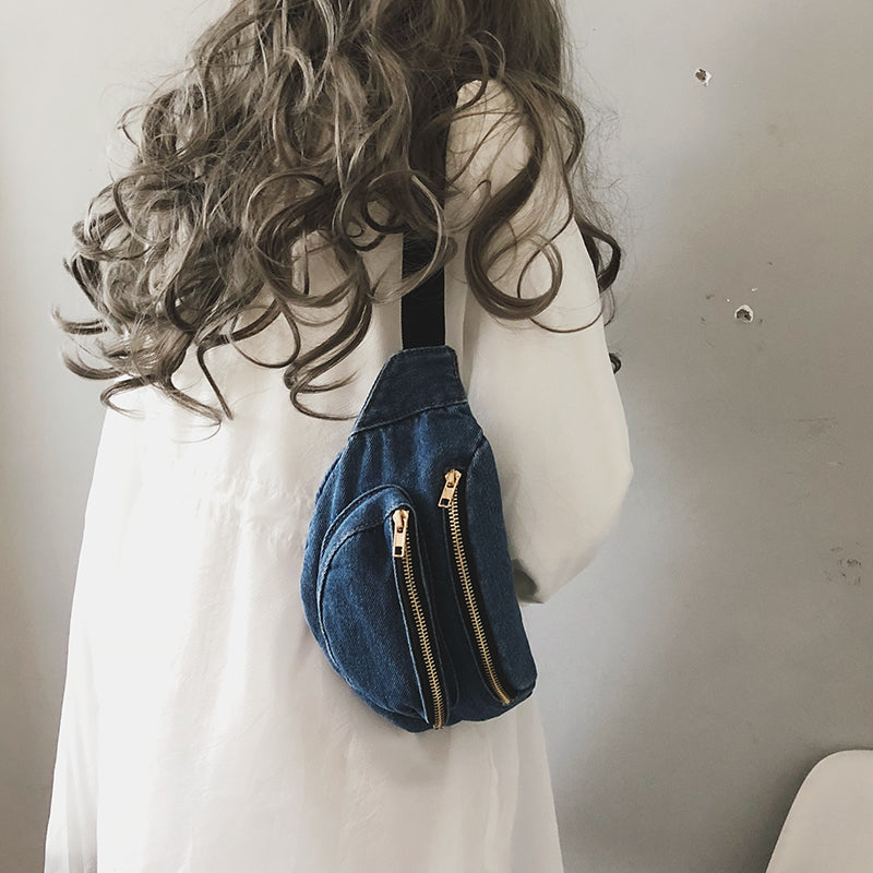 Old Washed Denim Chest Bag Women's Messenger