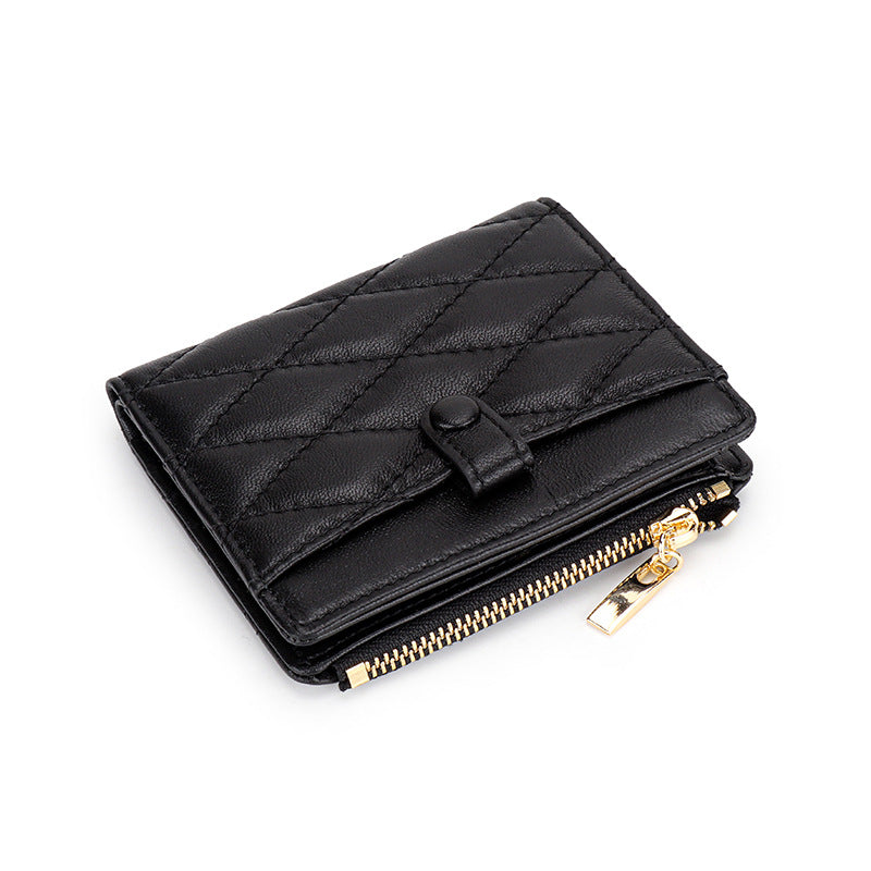 Sheepskin Short Purse Women's Card Bag Ringer Pocket Fold In Half