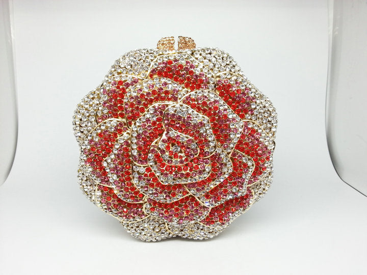 Ladies Evening Bag With Diamond-encrusted Floral Design