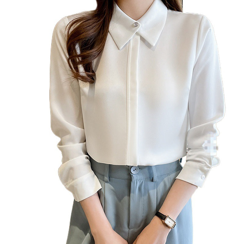 Business Chiffon Bluse Dame Langærmede Toppe Overtøj