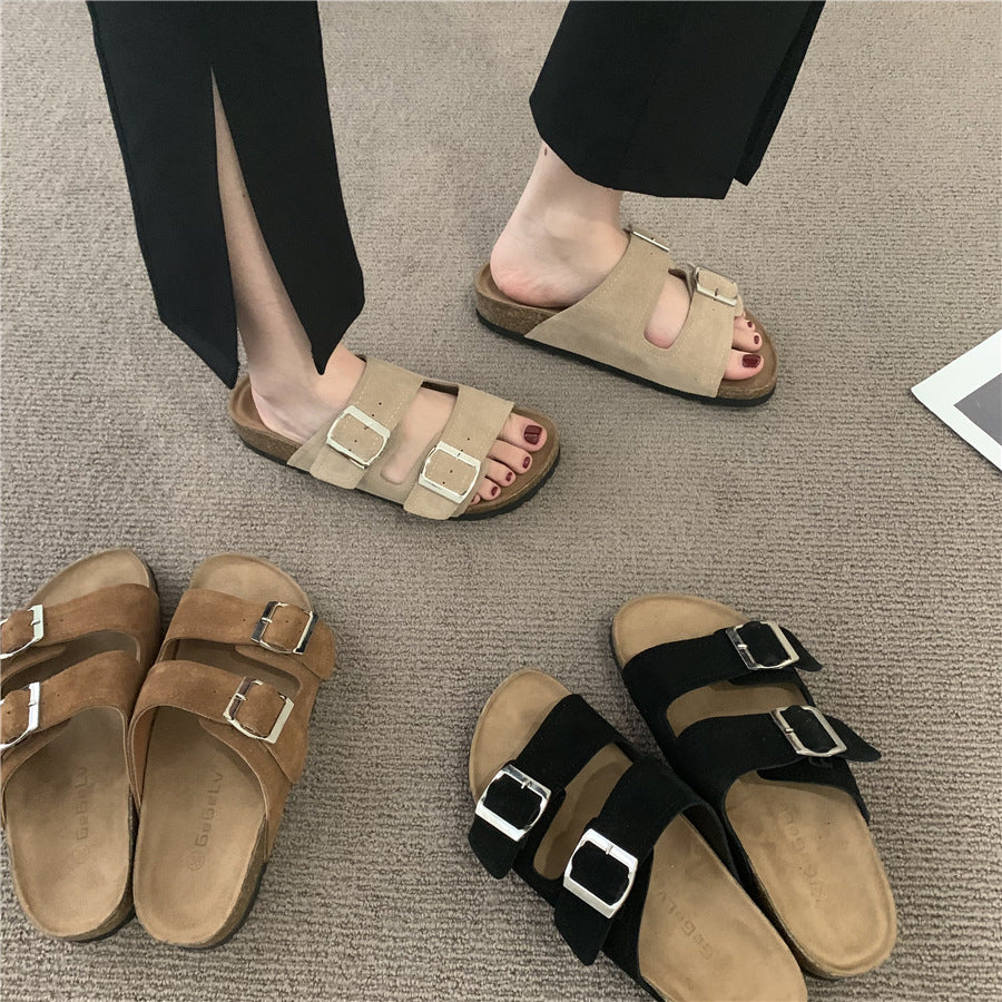 One-foot Round-toed Thick-soled Slippers Women's Outer Wear Popular In Summer