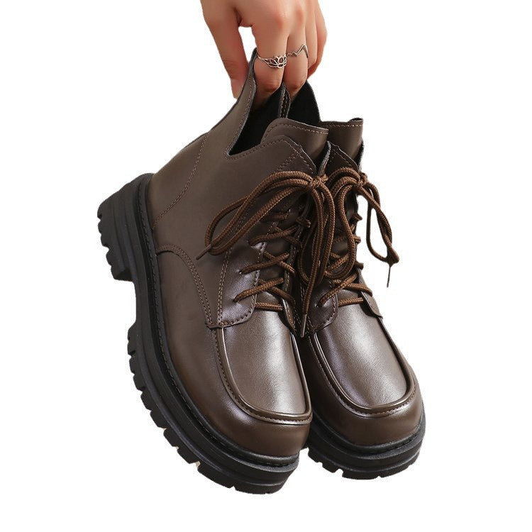 New Platform Cross Strap Solid Color Women's Boots