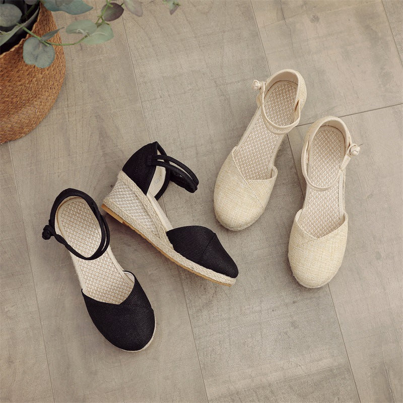 Wedge Sandals Women's Ankle-strap Buckle High Heel