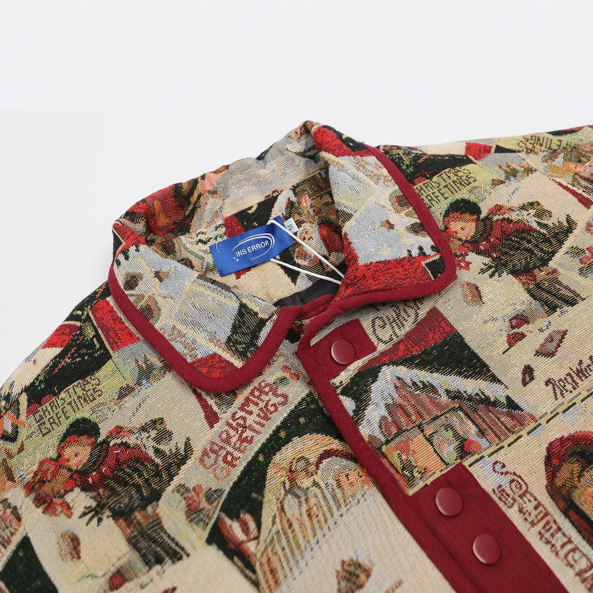 Retro Santa Claus Jacquard Lapel Cotton-padded Coat