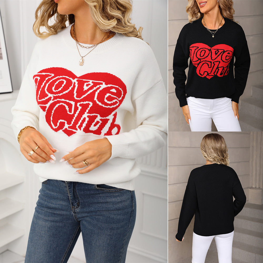 Fashion Love Loose Valentine's Day Knitted Pullover Sweater