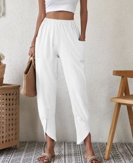 Women's Solid Color Casual Leggings Pants With Loose Pockets