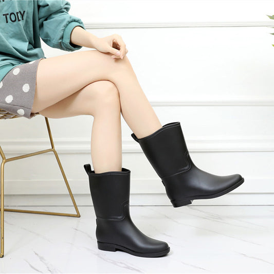 Women's Rain Boots Mid-Tube Water Shoes Overshoes