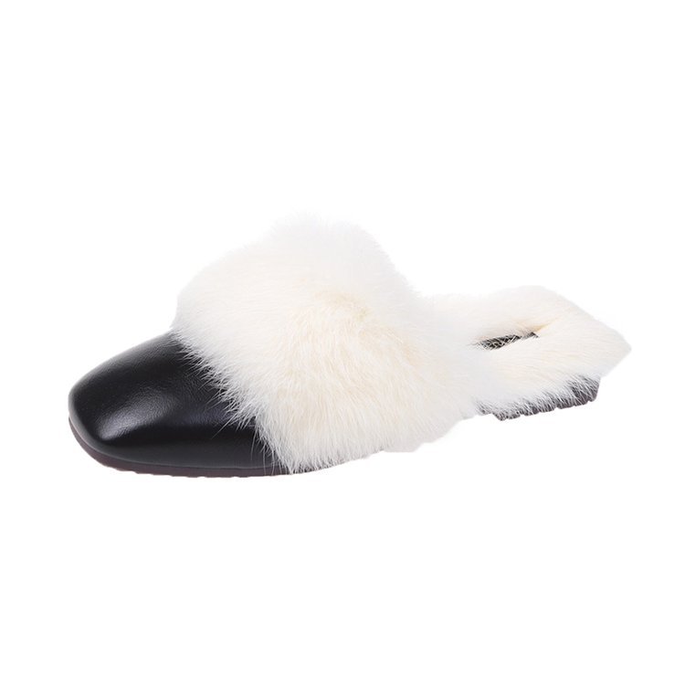 Female Flat-bottom Square Toe Baotou Half Drag