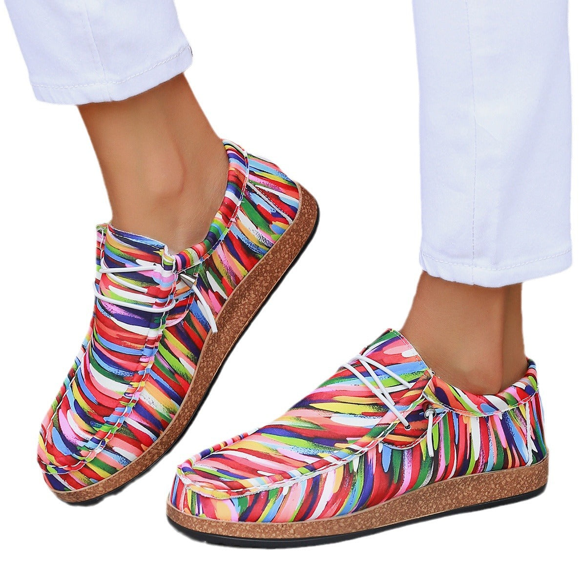 European And American Plus Size Board Shoes Independence Day Color Slip-on Lazy
