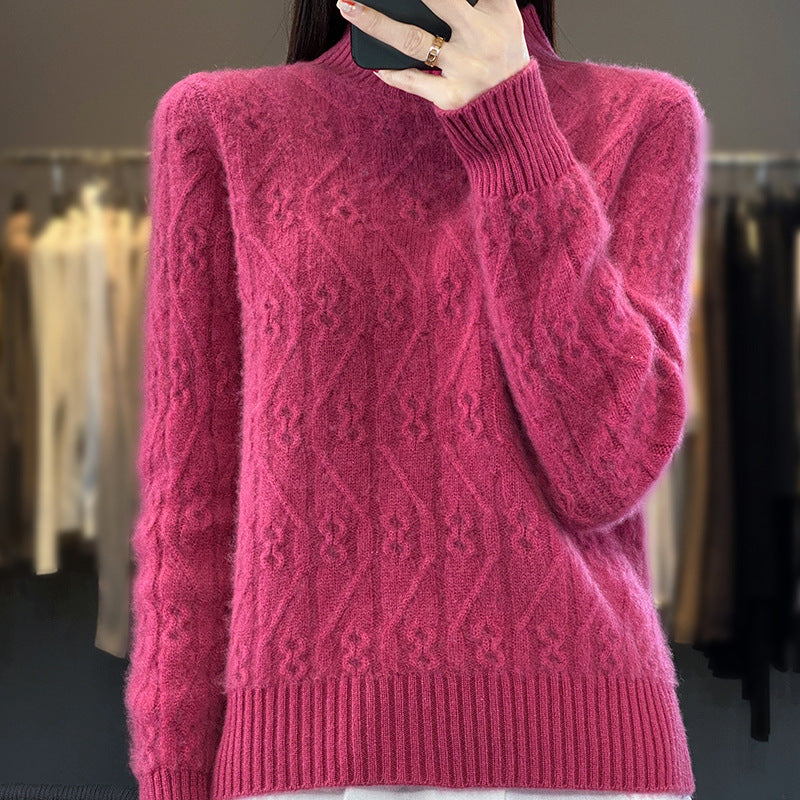 Half Turtleneck Twisted Knitted Sweater Loose All-matching