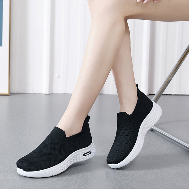 Afslappede mesh-sko strømpesko slip-on flade sko til kvinder sneakers afslappede bløde såler gåsko sportssko