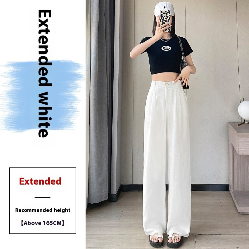 Linen Wide-leg Pants Ice Silk High Waist Straight Casual Pants