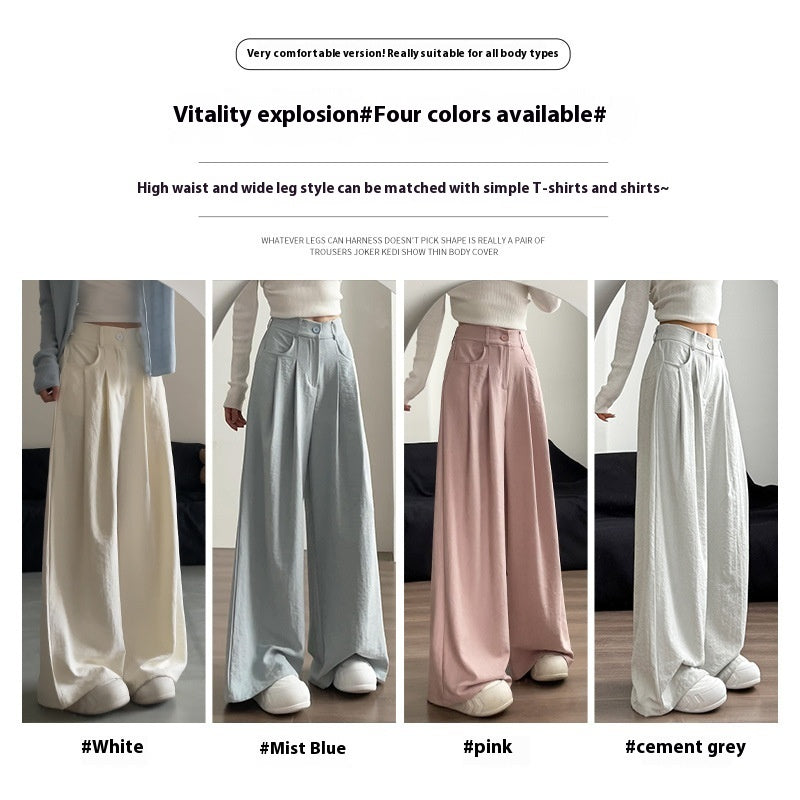 Suit Pants Women's High Waist Baggy Straight Trousers