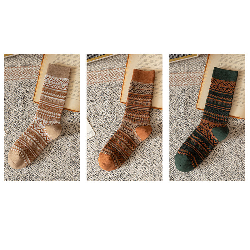 Women's Mid-calf Socks Retro Thickened Long Socks