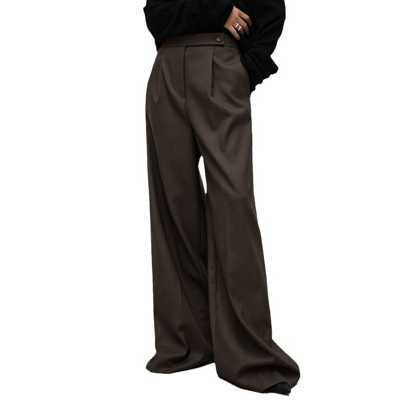 Retro Classic Solid Color Commute Loose Suit Pants