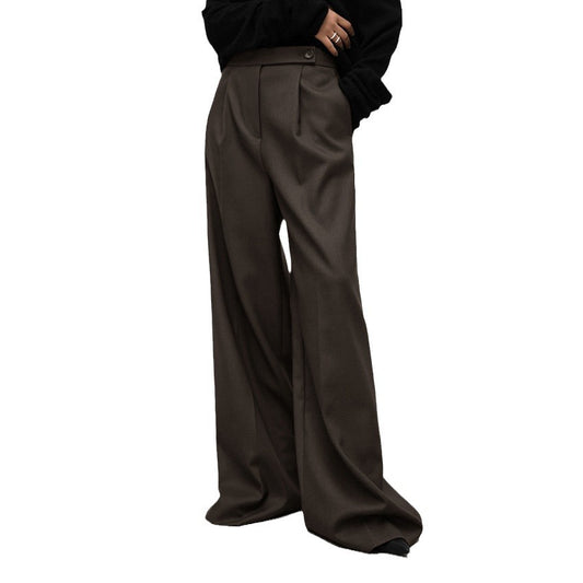 Retro Classic Solid Color Commute Loose Suit Pants