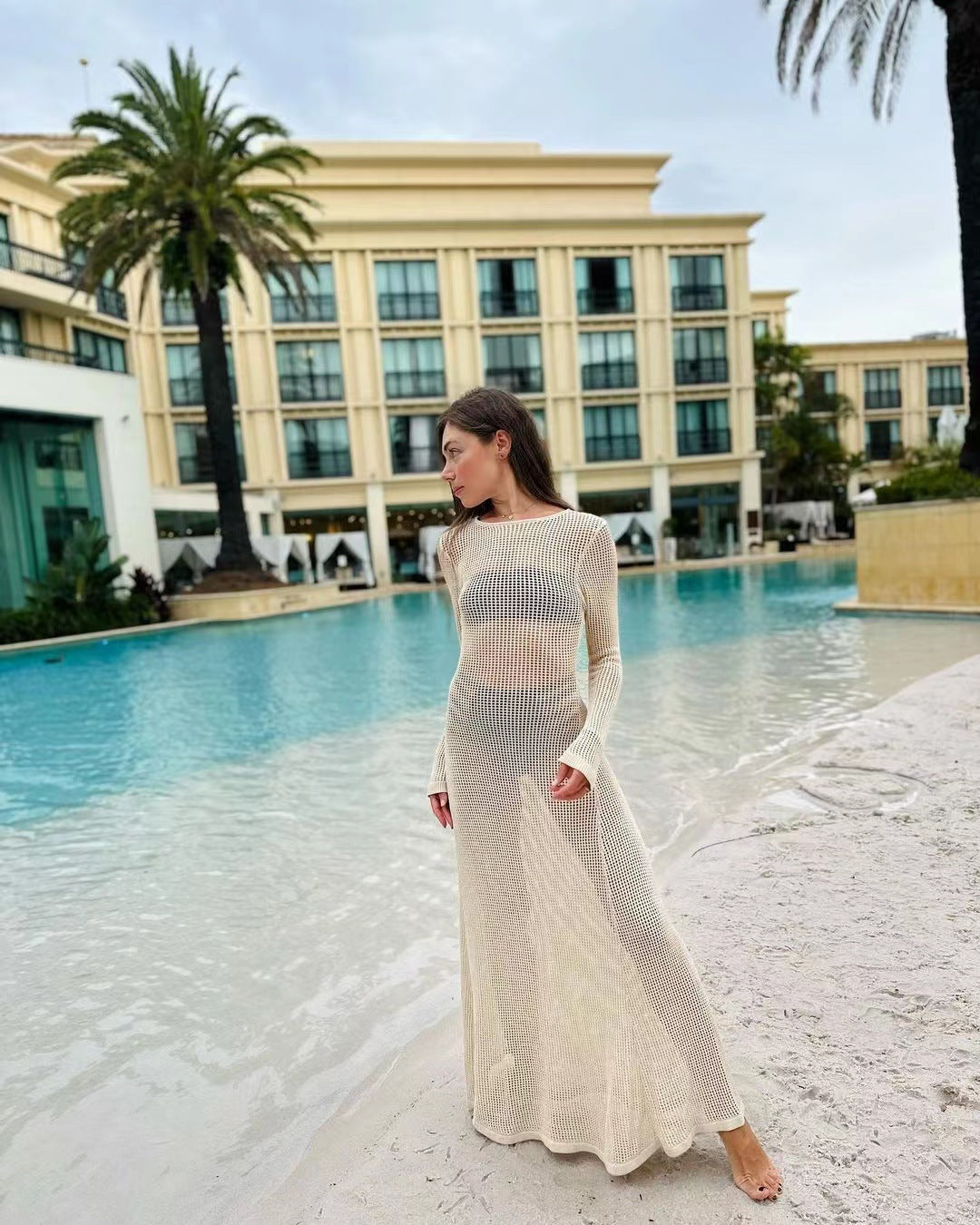 Hollow Out Long Dress Blouse Summer Woman