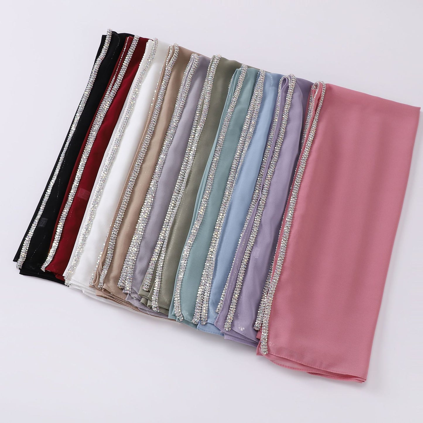 Bright Diamond Long-edged Malaysian Scarf Chiffon Scarf