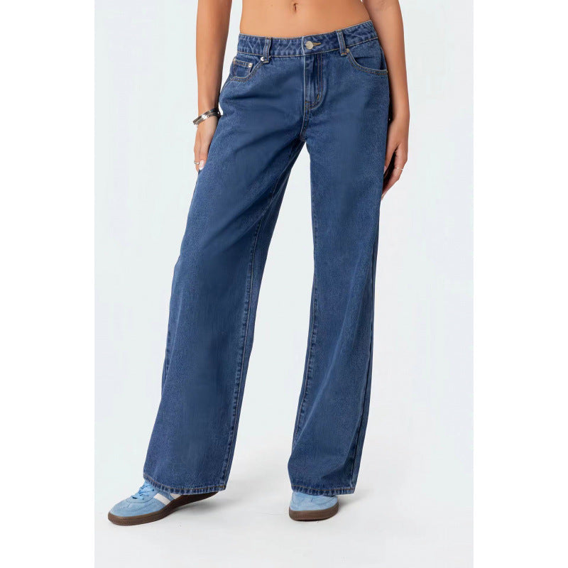 Women's High Waist Wide Leg Mopping Jeans