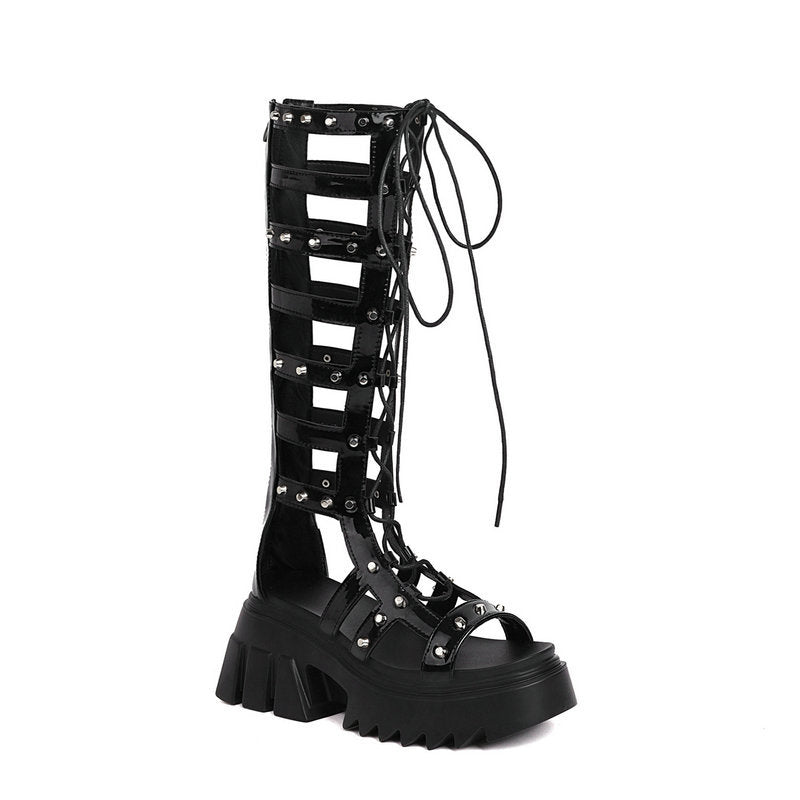 High-heeled Slimming Personalized Rivet Knee-high Trendy Boots