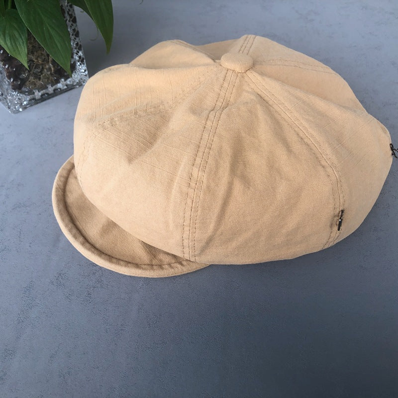 Minimalist Washed Cotton Solid Color Beret Children