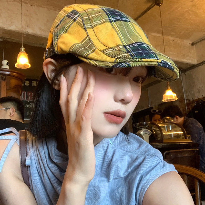 Dopamine Retro Plaid Advance Hats Women's Spring And Autumn