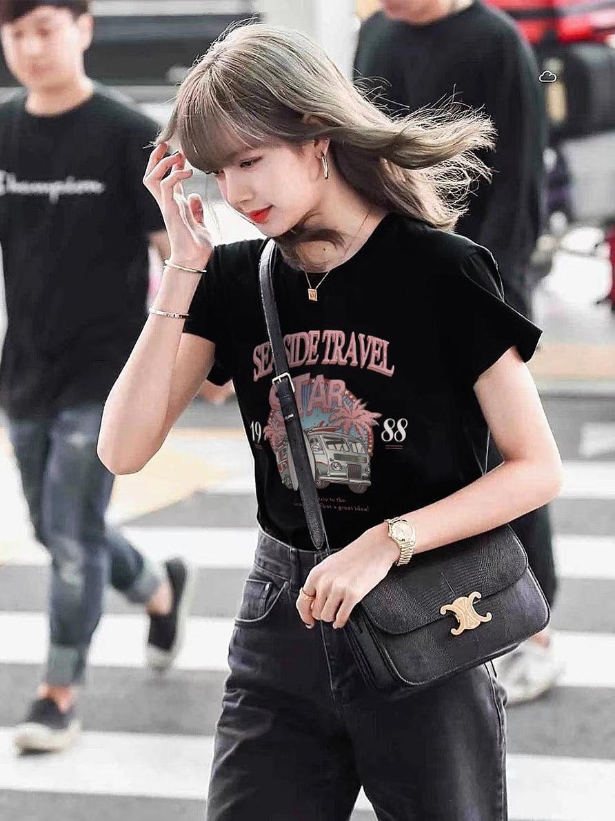 Women's Short-sleeved T-shirt Loose Crew Neck Top