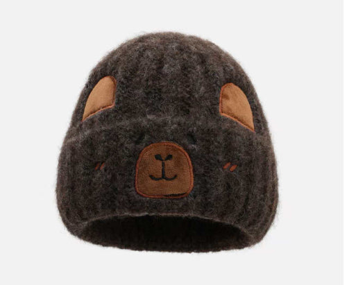 Capybara Bear Cartoon Knitted Beanie For FallWinter